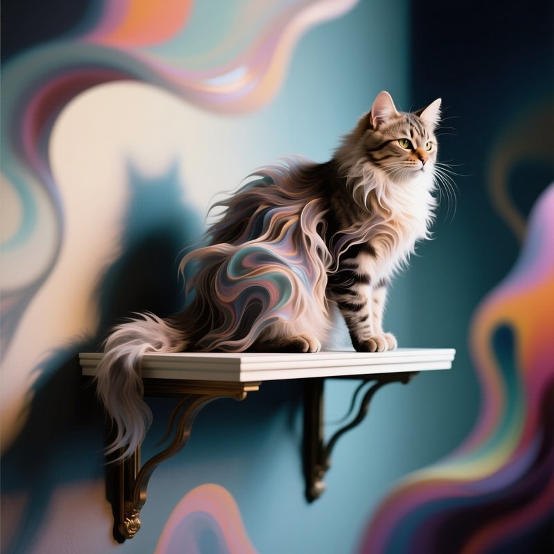 Abstract Balinese Cat On High Shelf