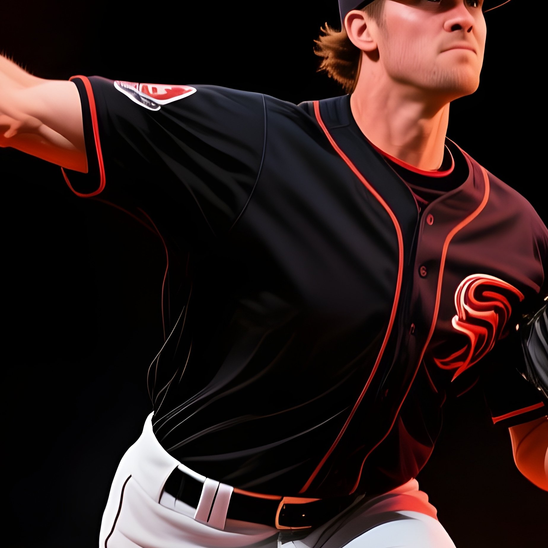 Abstract Baseball Pitcher Vortex Kane Throwing A Curveball Of Fire - Full Resolution Quality Preview