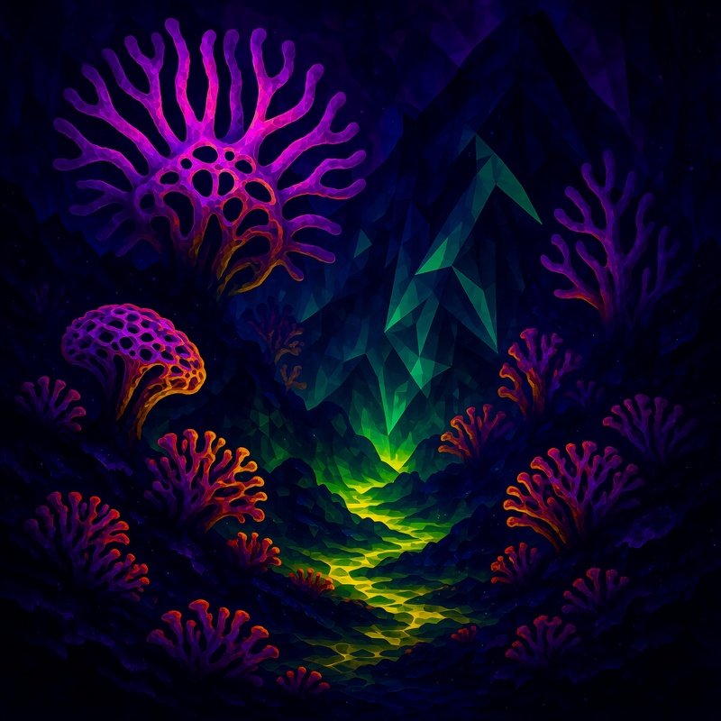 Abstract Digital Artwork Featuring Organic And Geometric Patterns