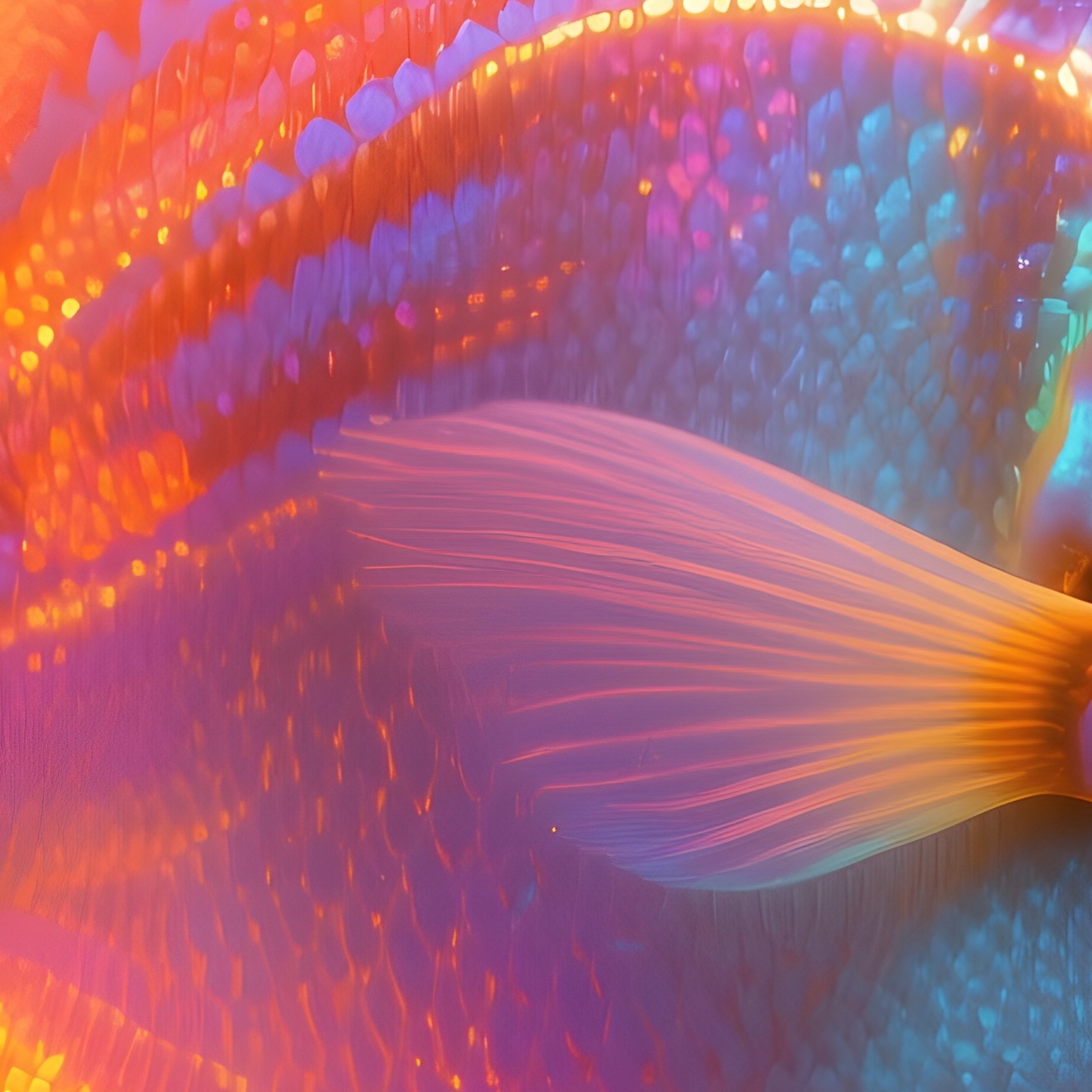 Abstract Discus Fish Turning Under Warm Light - Full Resolution Quality Preview