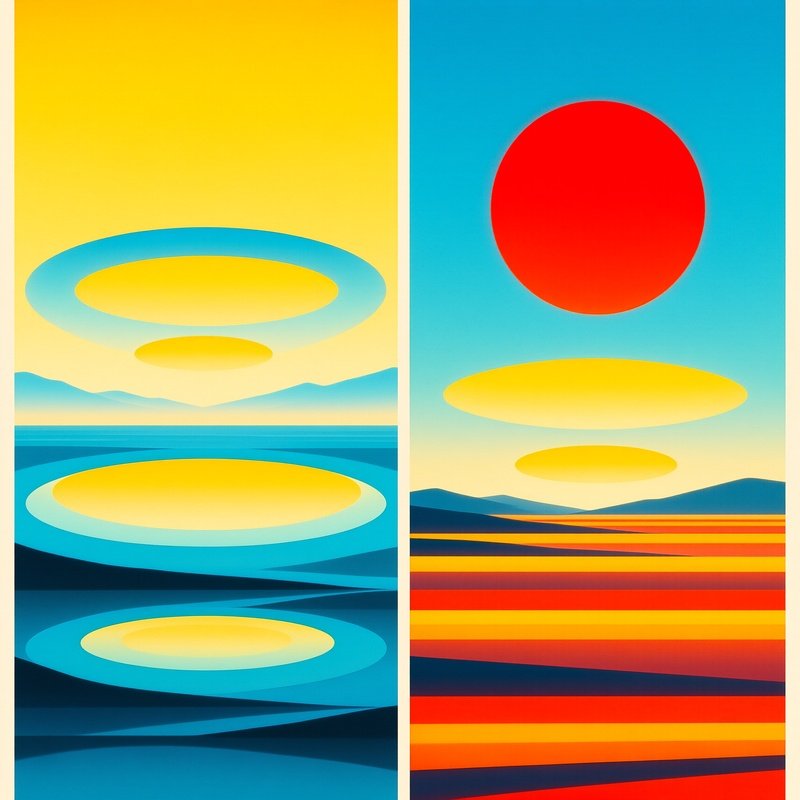 Abstract Geometric Shapes In A Landscape Setting Abstract