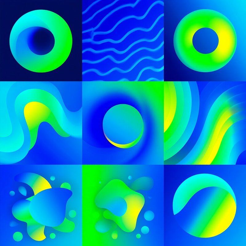 Abstract Graphic Designs Featuring Gradients And Geometric Shapes