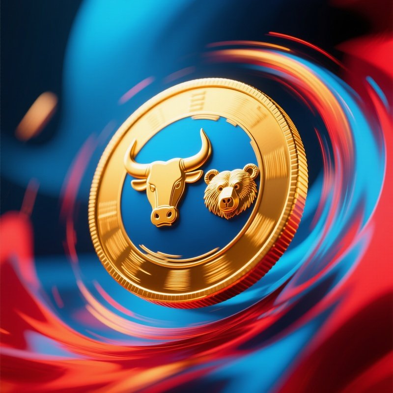 Abstract Interpretation Of Spinning Gold Coin Bull Bear Emblems