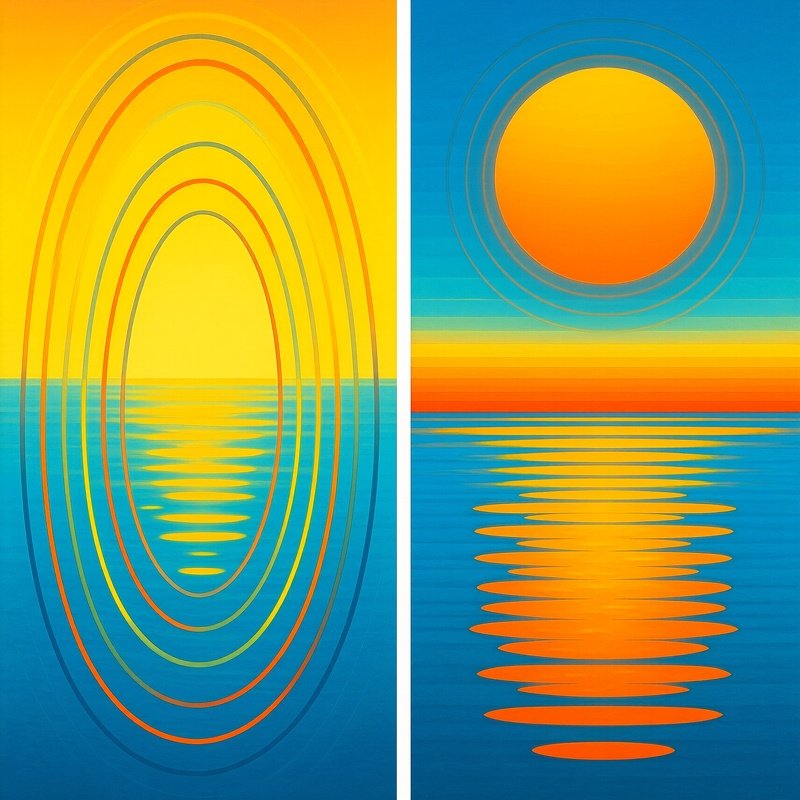 Abstract Landscape With Geometric Shapes Abstract Landscape