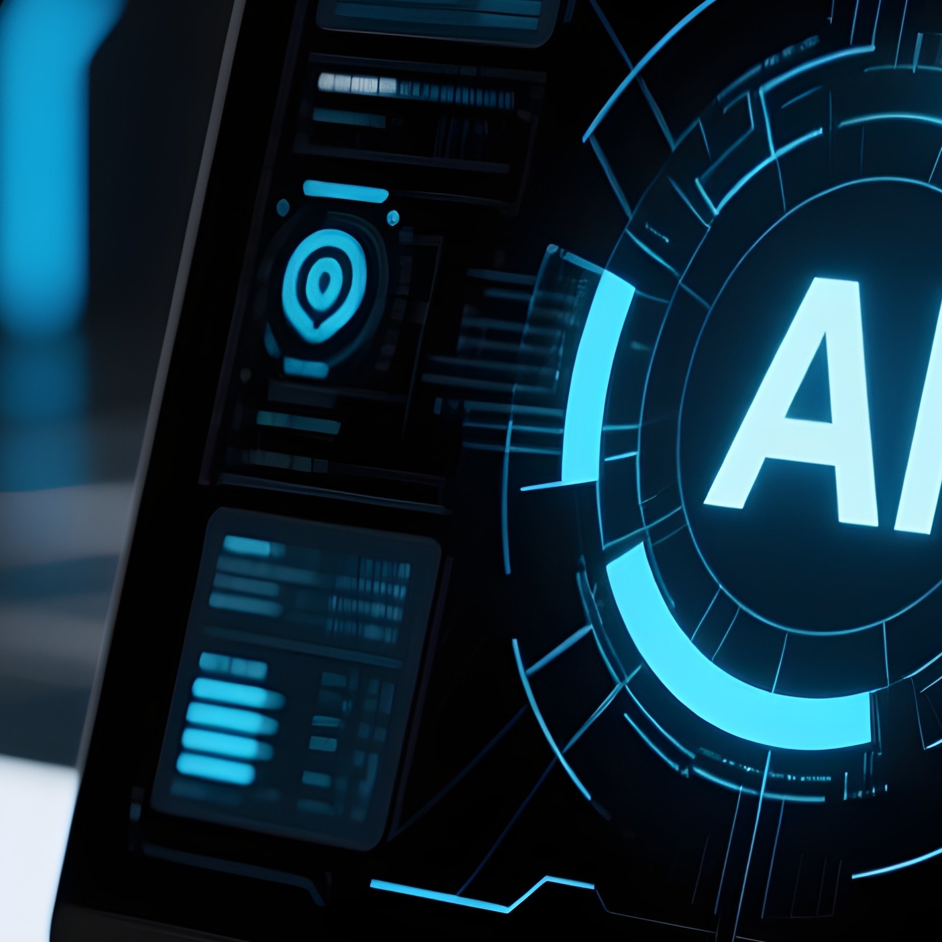 Abstract Photorealistic Laptop With Ai Interface On Screen - Full Resolution Quality Preview