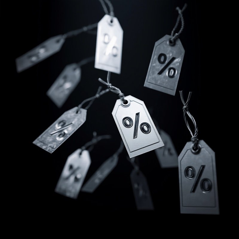 Abstract Price Tags Hanging From Wires