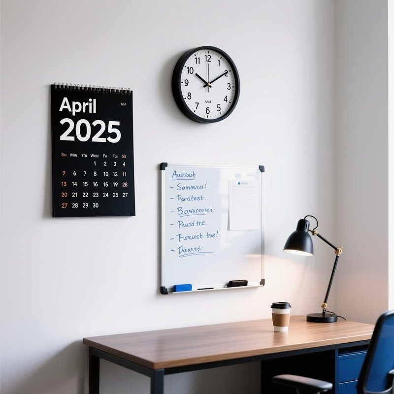 Administrative Office With Calendar And Clock