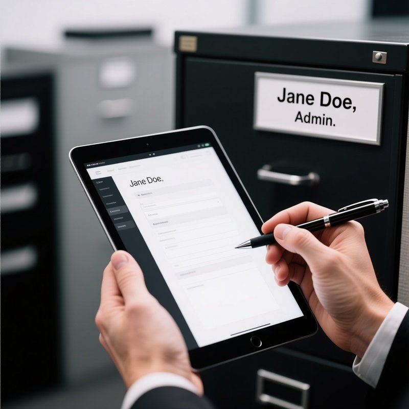 Administrative Office With Digital Tablet