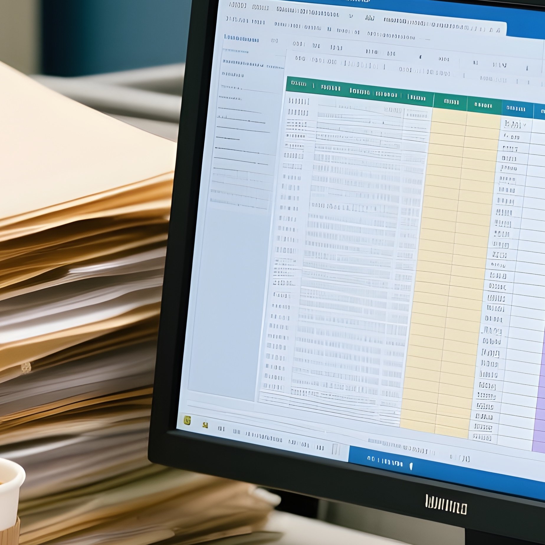 Administrative Office With Stack Of Files - Full Resolution Quality Preview