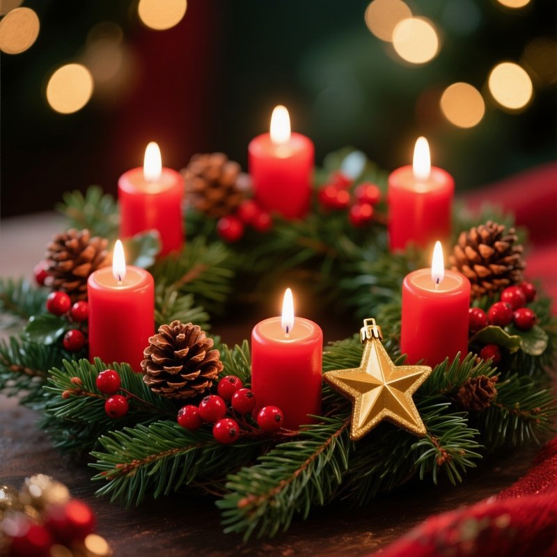 Advent Wreath With Lit Candles Advent Wreath