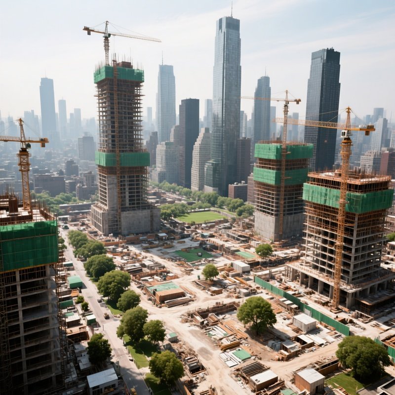 Aerial Urban Construction Drone Footage