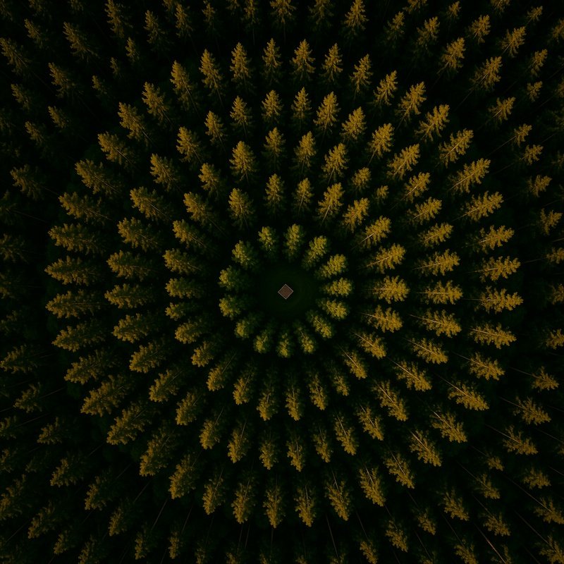 Aerial View Of A Circular Arrangement Of Trees Aerial View Forest