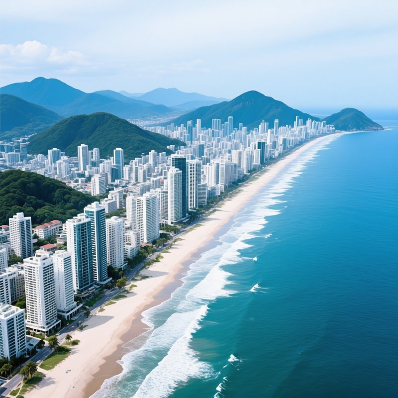 Aerial View Of A Coastal City Coastal City Aerial View