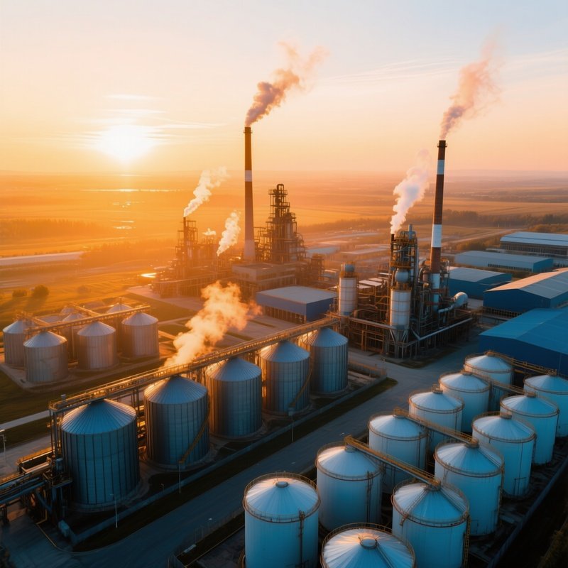 Aerial View Of Ammo Plant At Sunrise