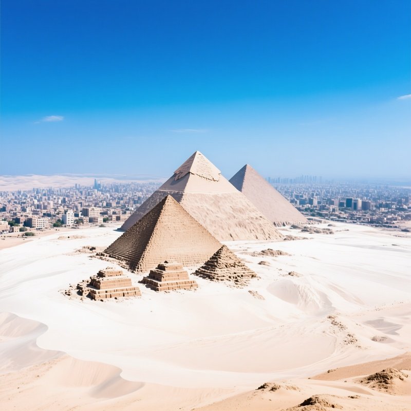Aerial View Of Cairo With Pyramids