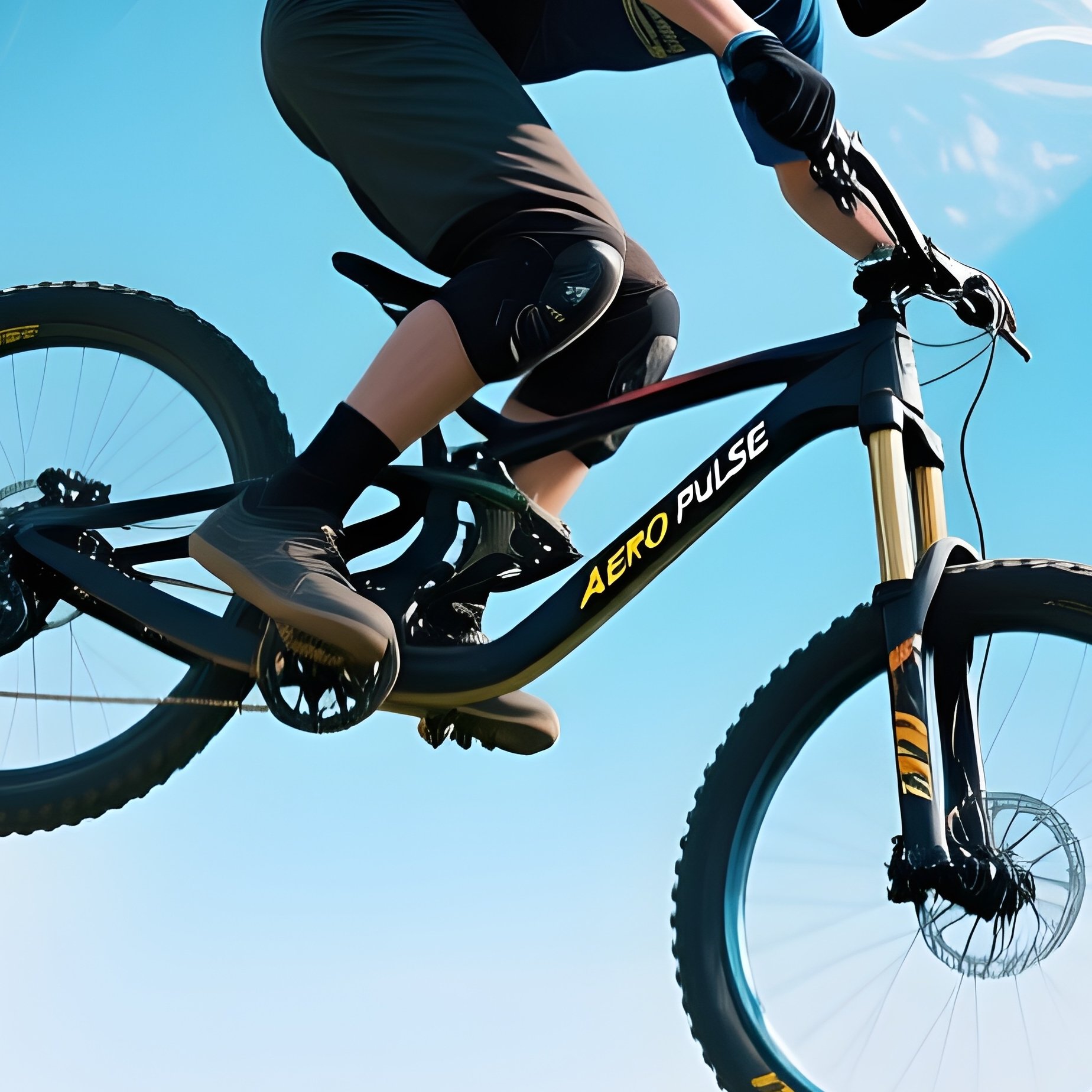 Aero Pulse Mountain Biker Flying Through Forest Of Light - Full Resolution Quality Preview
