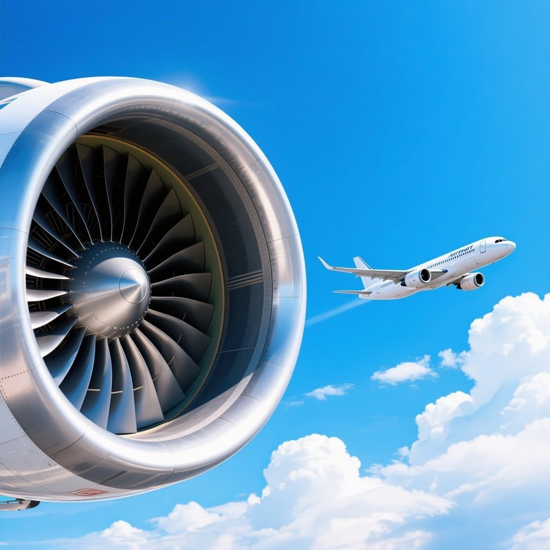 Aircraft Engine And Airplane In Flight Aircraft Engine