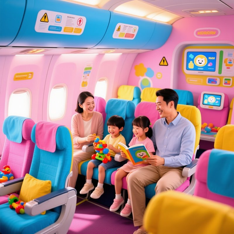 Airplane Interior With Children And Families