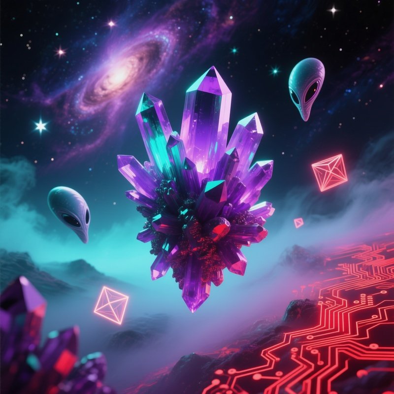 Alien Bismuth Crystals Abstract Art