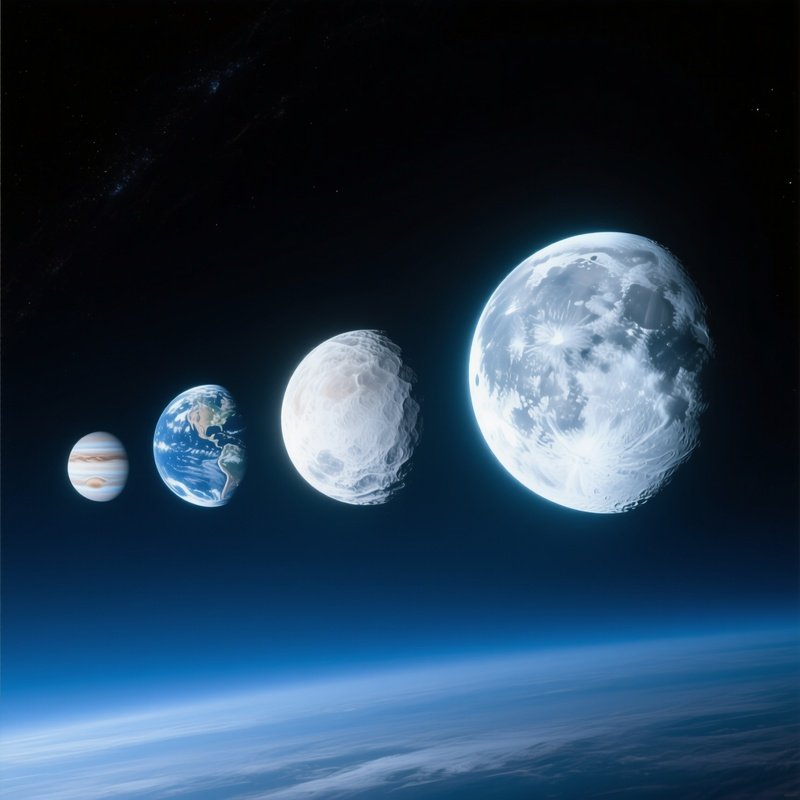 Aligned Glowing Chain Of Jupiter Moons