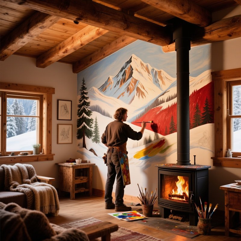 Alpine Chalet Fresco Painting