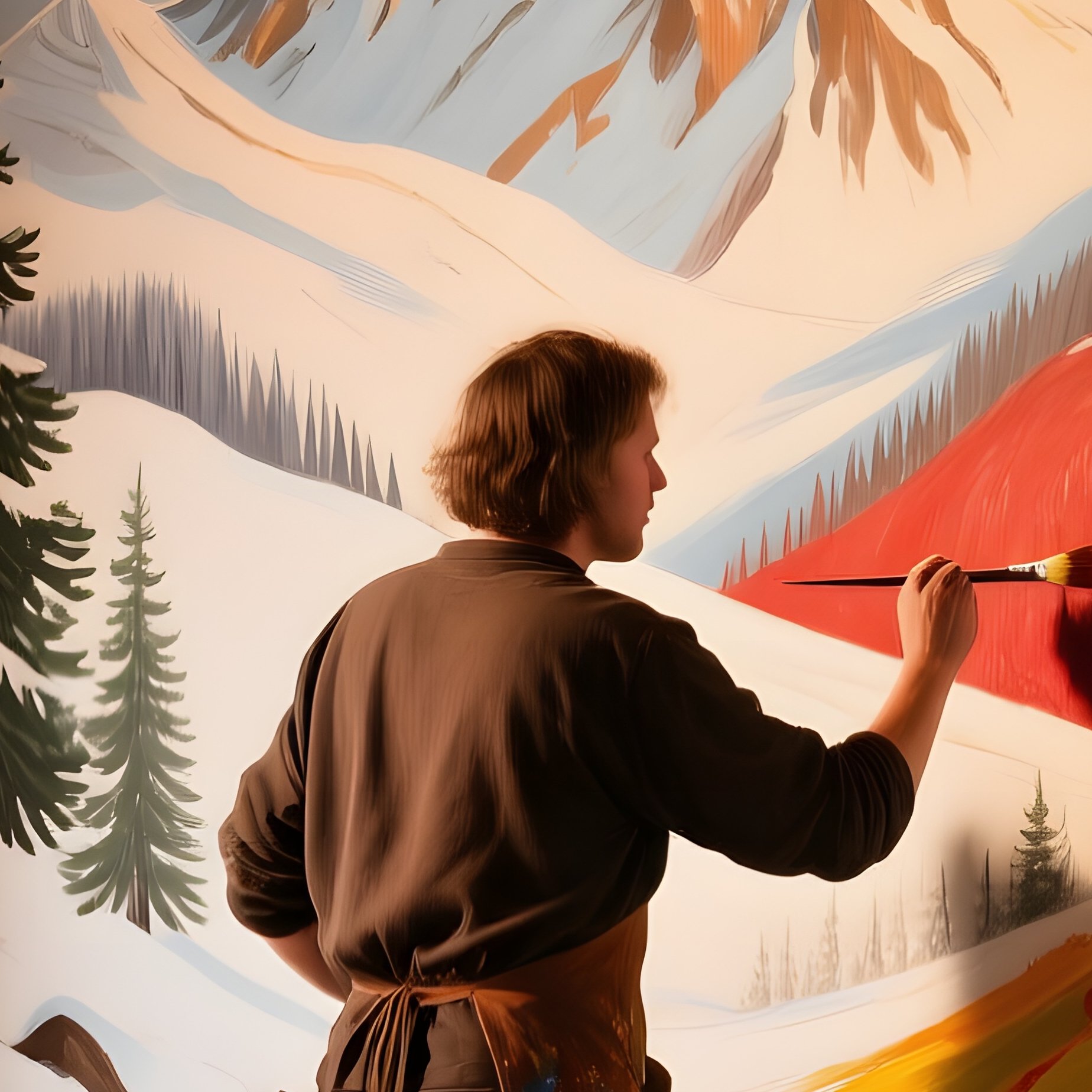 Alpine Chalet Fresco Painting - Full Resolution Quality Preview