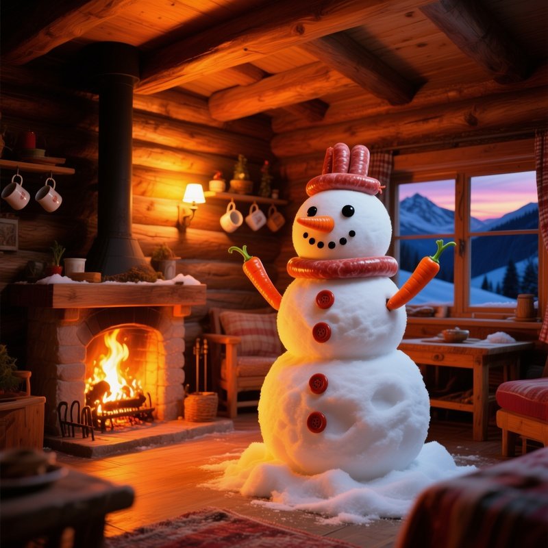 Alpine Chalet Snowman Sausages