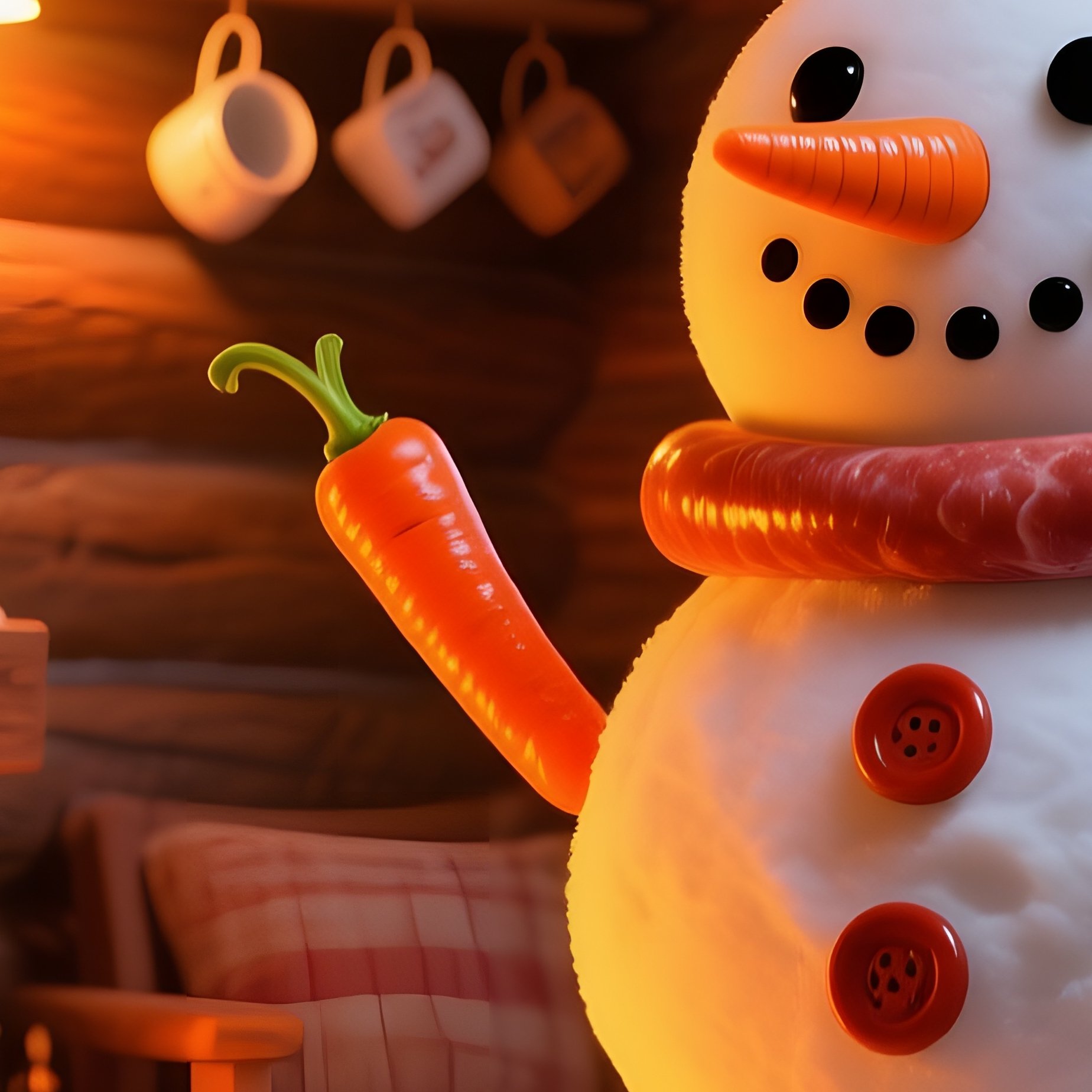 Alpine Chalet Snowman Sausages - Full Resolution Quality Preview