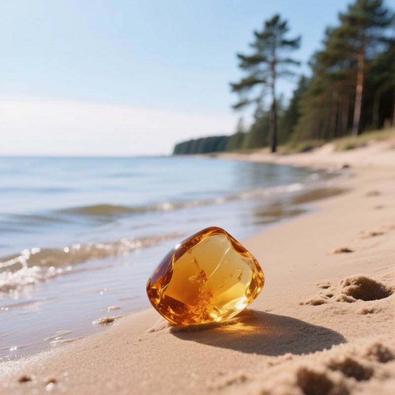 Amber On Baltic Beach