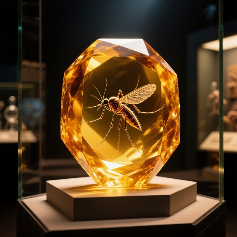 Amber With Trapped Mosquito Jurassic Park Style