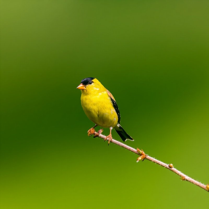 American Goldfinch Singing In Bright Meadow