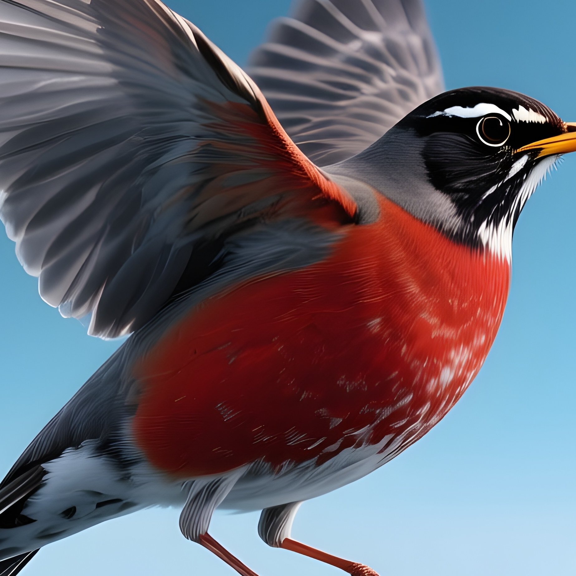 American Robin Circling Ocean Science Fiction - Full Resolution Quality Preview