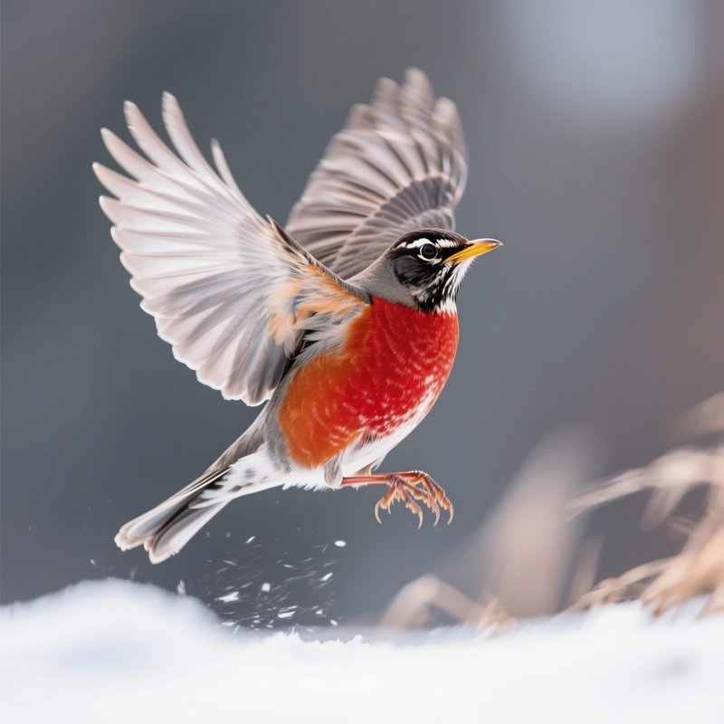 American Robin Dancing In Wind Still Life