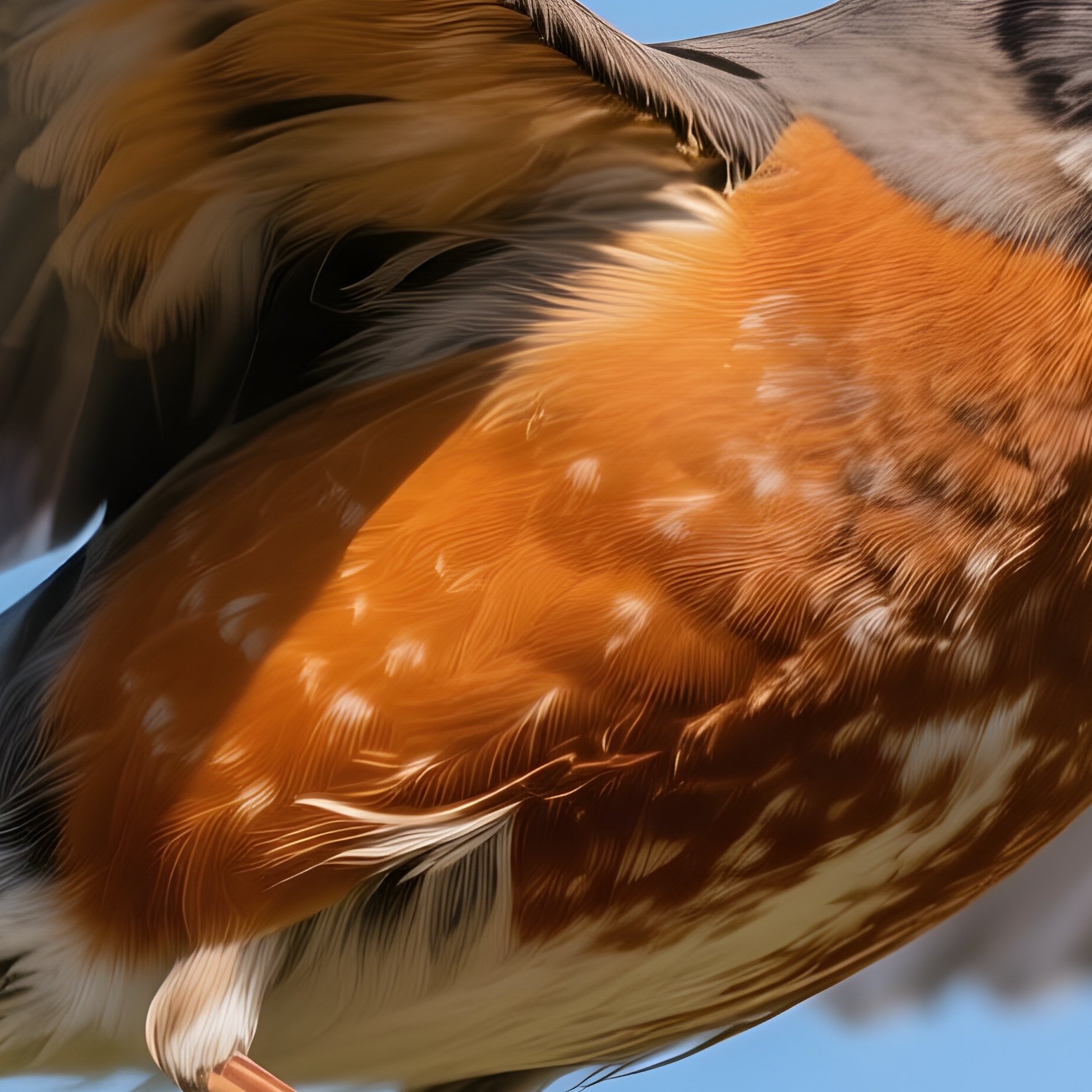 American Robin Hovering Midair Focused Eyes - Full Resolution Quality Preview
