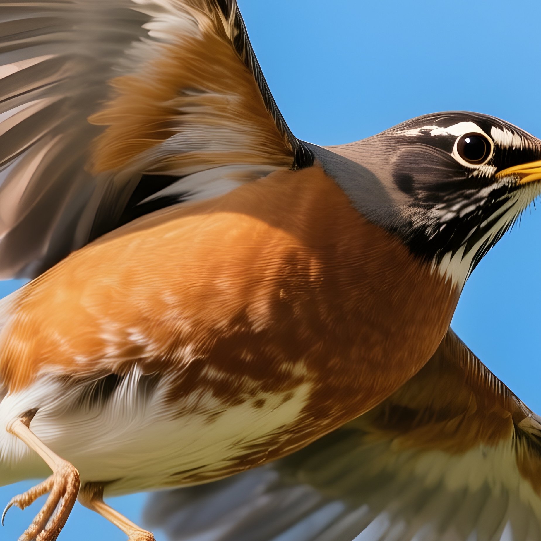 American Robins In Flight - Full Resolution Quality Preview