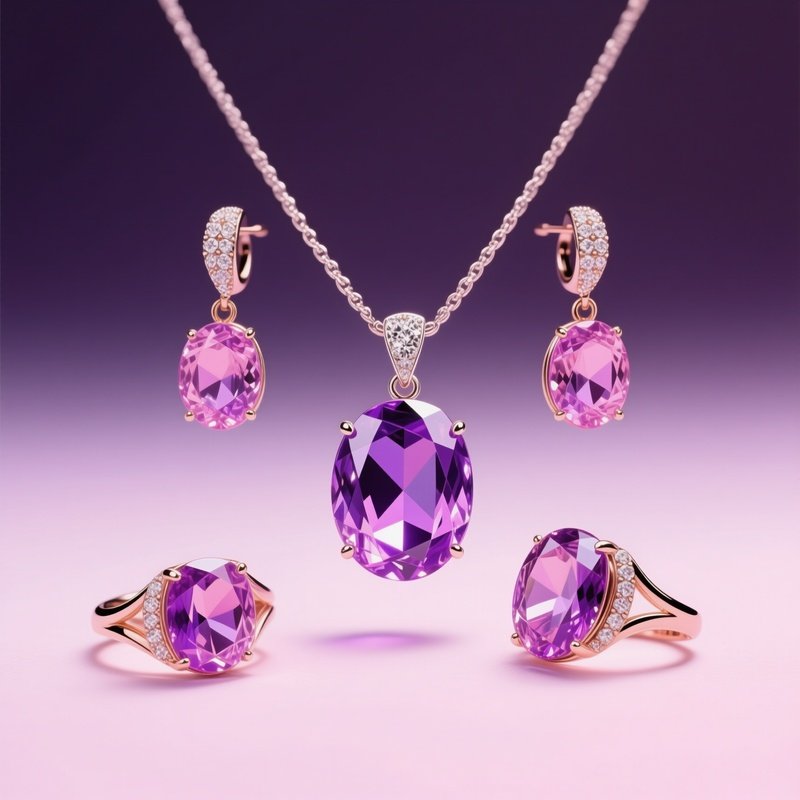 Amethyst Purple Pink Gems Fashion Jewelry