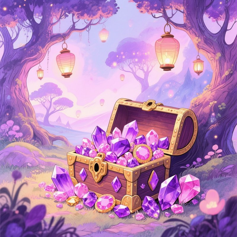 Amethyst Purple Pink Gems Vintage Illustration