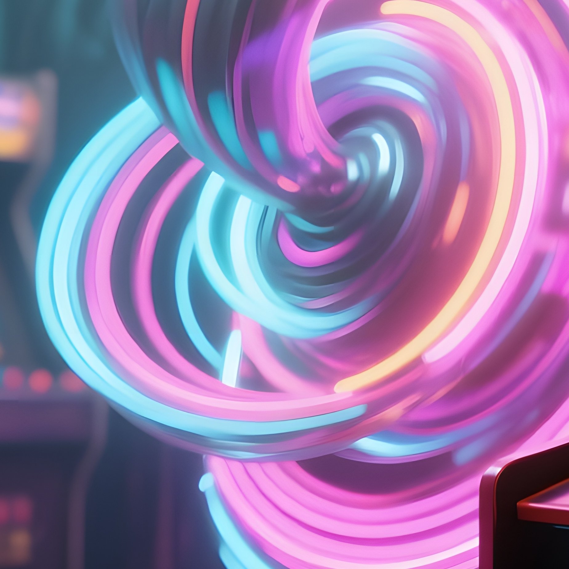 An Abandoned Amusement Arcade Bathed In Neon, Vintage Game Cabinets Transformed Into Kinetic - Full Resolution Quality Preview