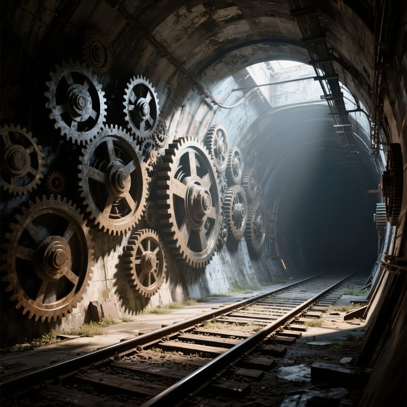 An Abandoned Railway Tunnel Transformed Into An Immersive Art Space, Walls Covered In Giant Kinetic