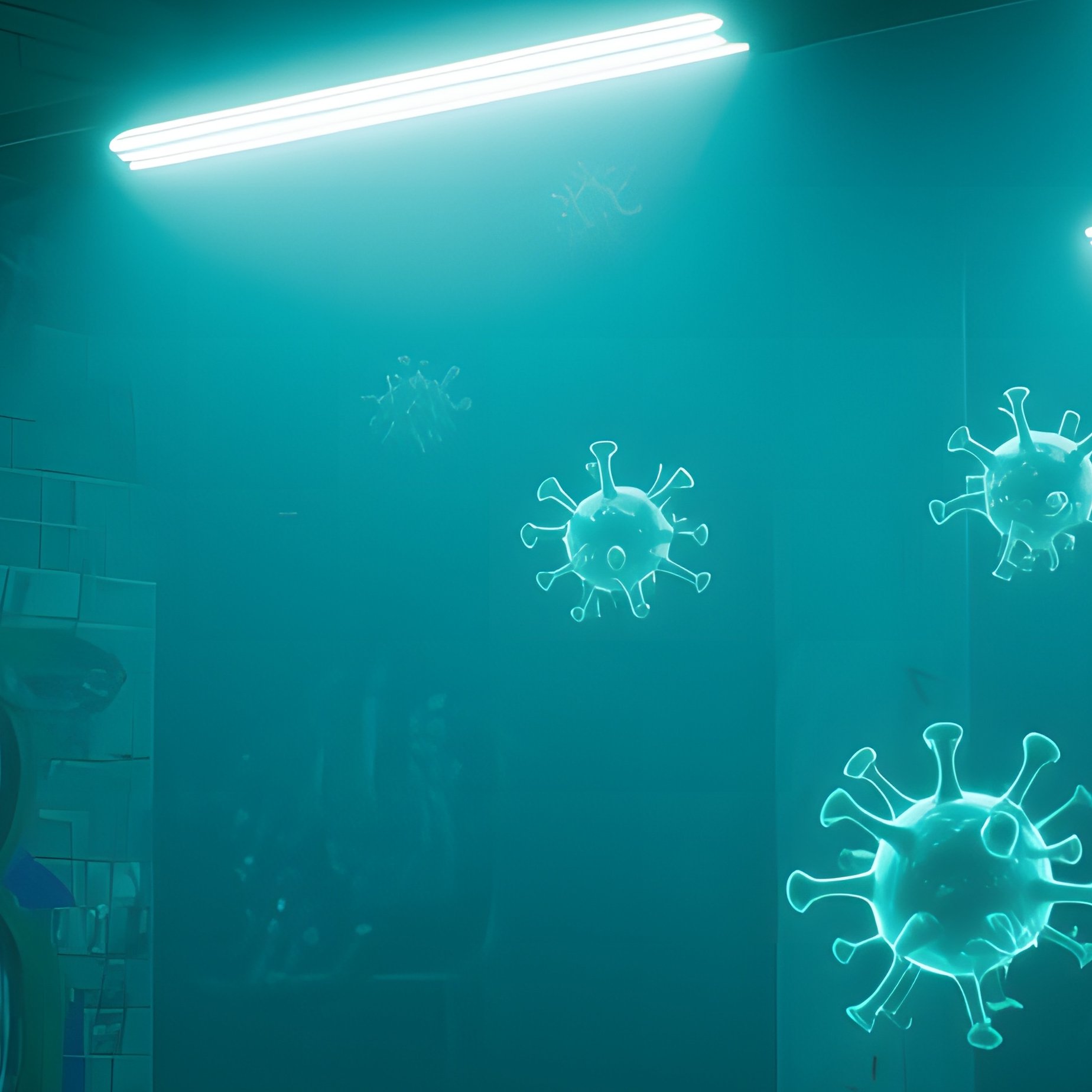 An Abandoned Subway Station At Night, Graffiti Covered Walls Illuminated By Flickering Fluorescent - Full Resolution Quality Preview