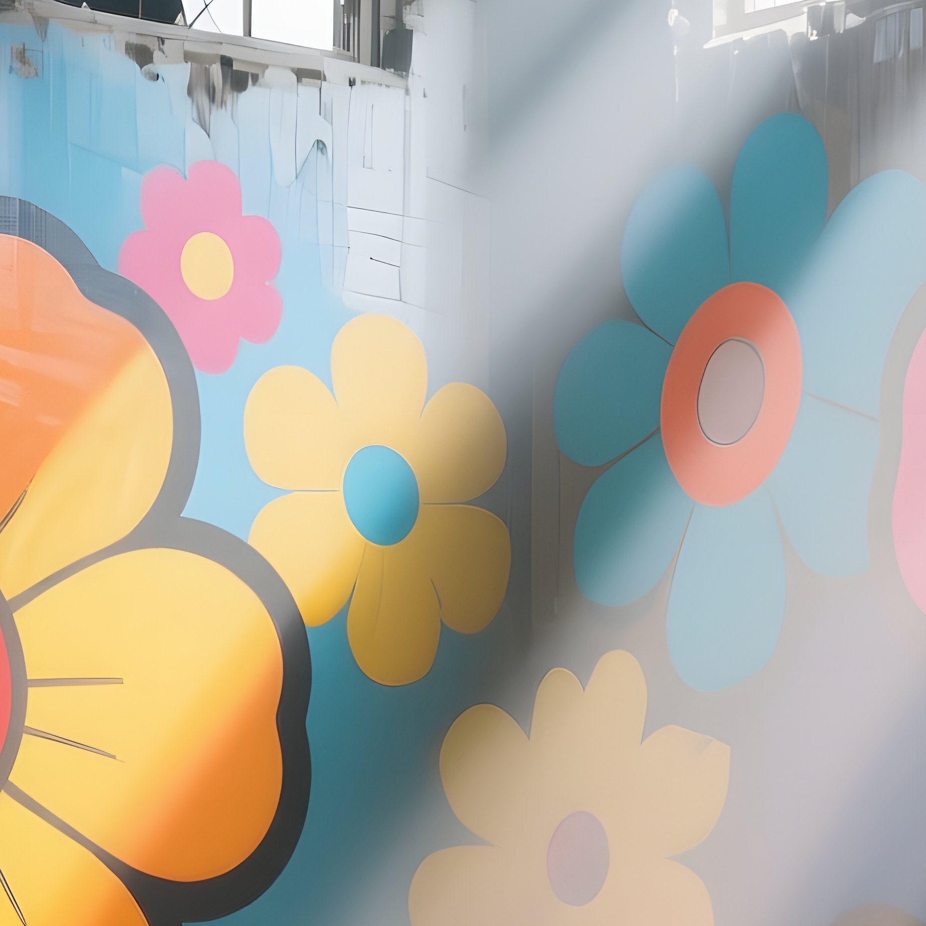 An Abandoned Warehouse Transformed Into An Art Installation, Walls Covered With Giant Pop‑Art - Full Resolution Quality Preview