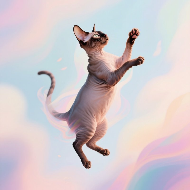 An Abstract Art Representation Of A Cat In Air