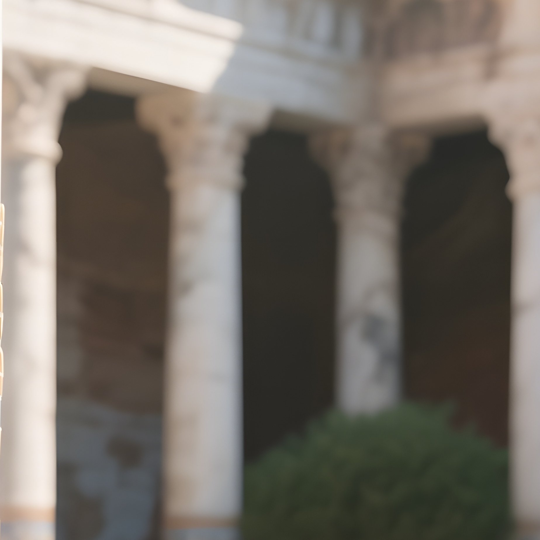 An Ancient Roman Courtyard, Marble Columns Adorned With Mosaics Of Glass Roses That Sparkle Under - Full Resolution Quality Preview