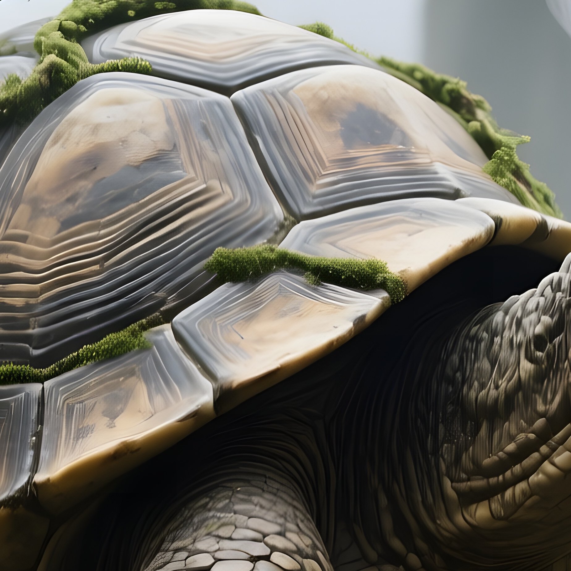 An Ancient Stone Turtle Slowly Moving Across A Moss‑Covered Ruin, Vines Wrapping Around Its Shell, - Full Resolution Quality Preview