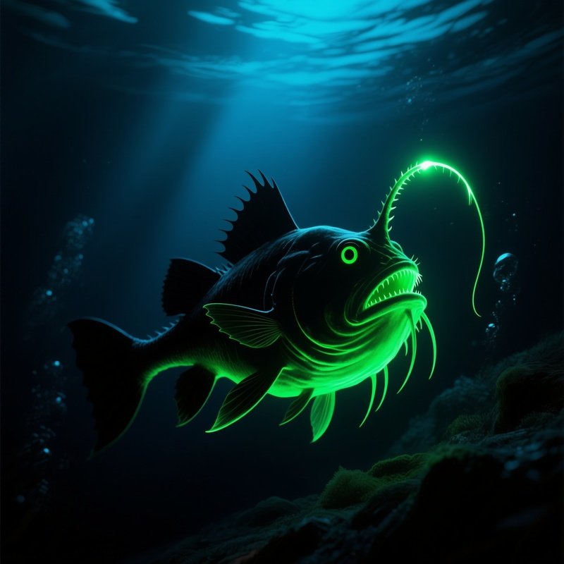An Anglerfish Glowing In Darkness Science Fiction