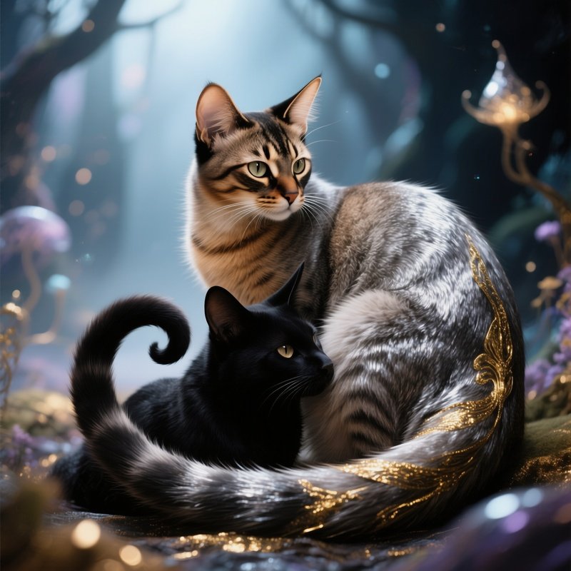 An Animal Story With A Somali Cat Tail Curling Around Another Animal