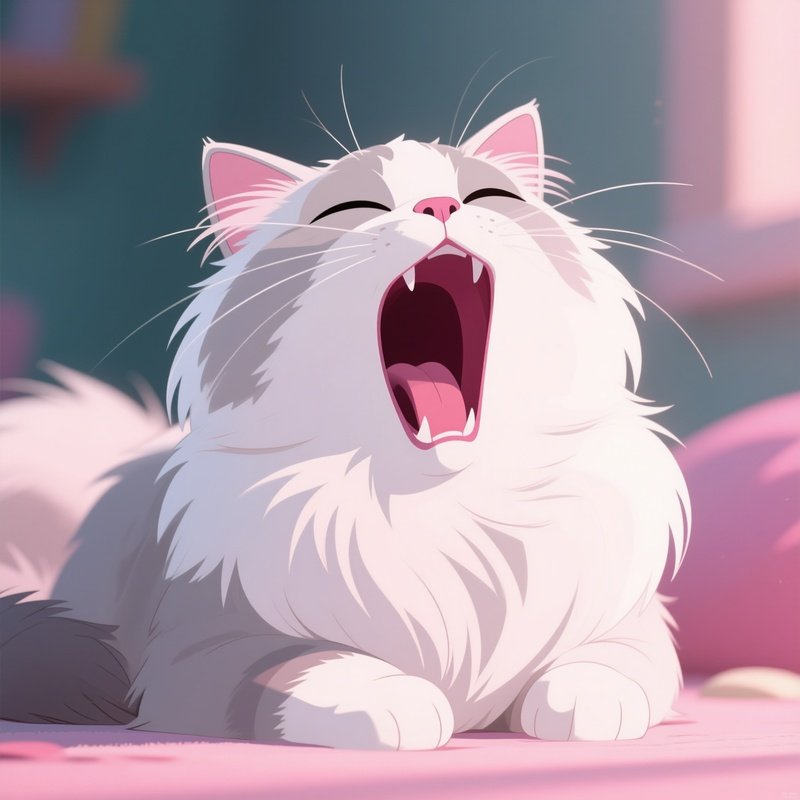An Animated Persian Cat Mid Yawn With Open Mouth