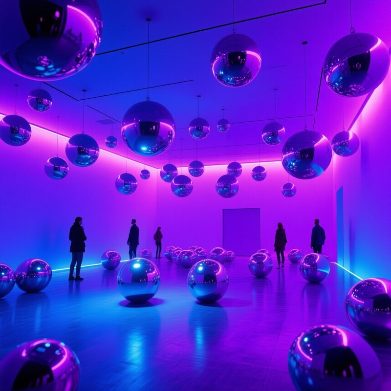 An Art Installation Featuring Reflective Spheres Art Installation