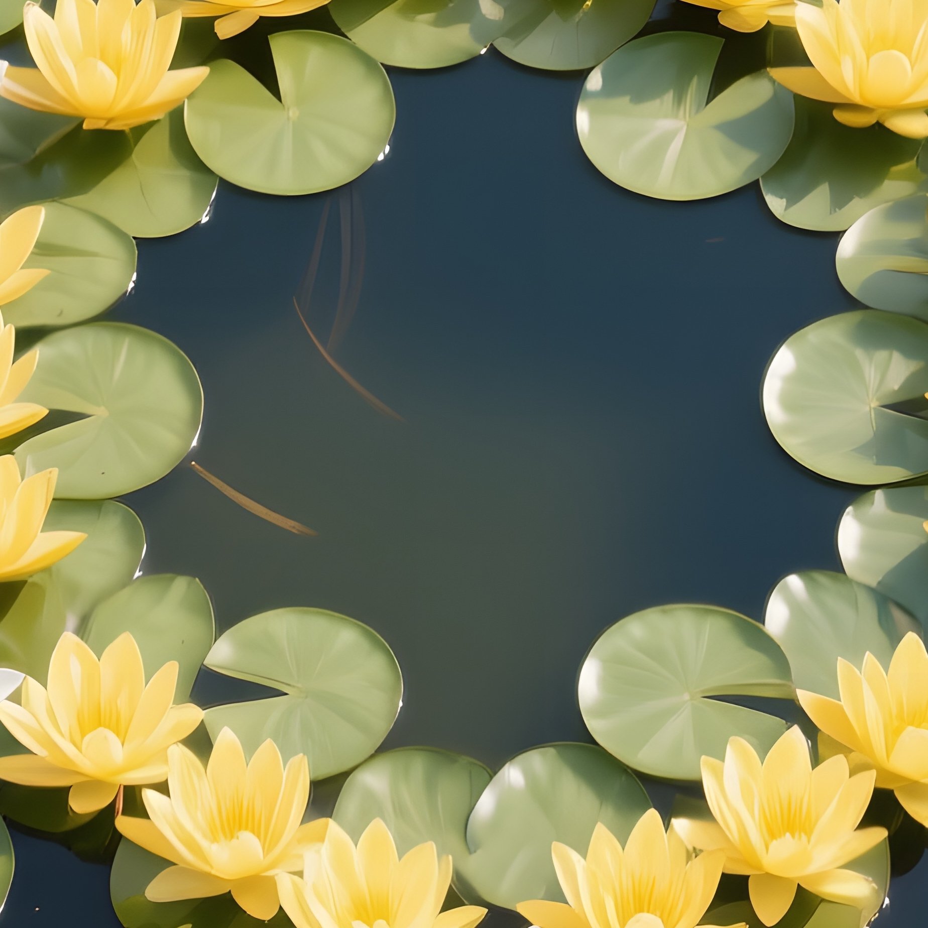 An Artistic Overhead Drone Perspective Of A Hexagonal Garden Pond, Meticulously Arranged Clusters - Full Resolution Quality Preview