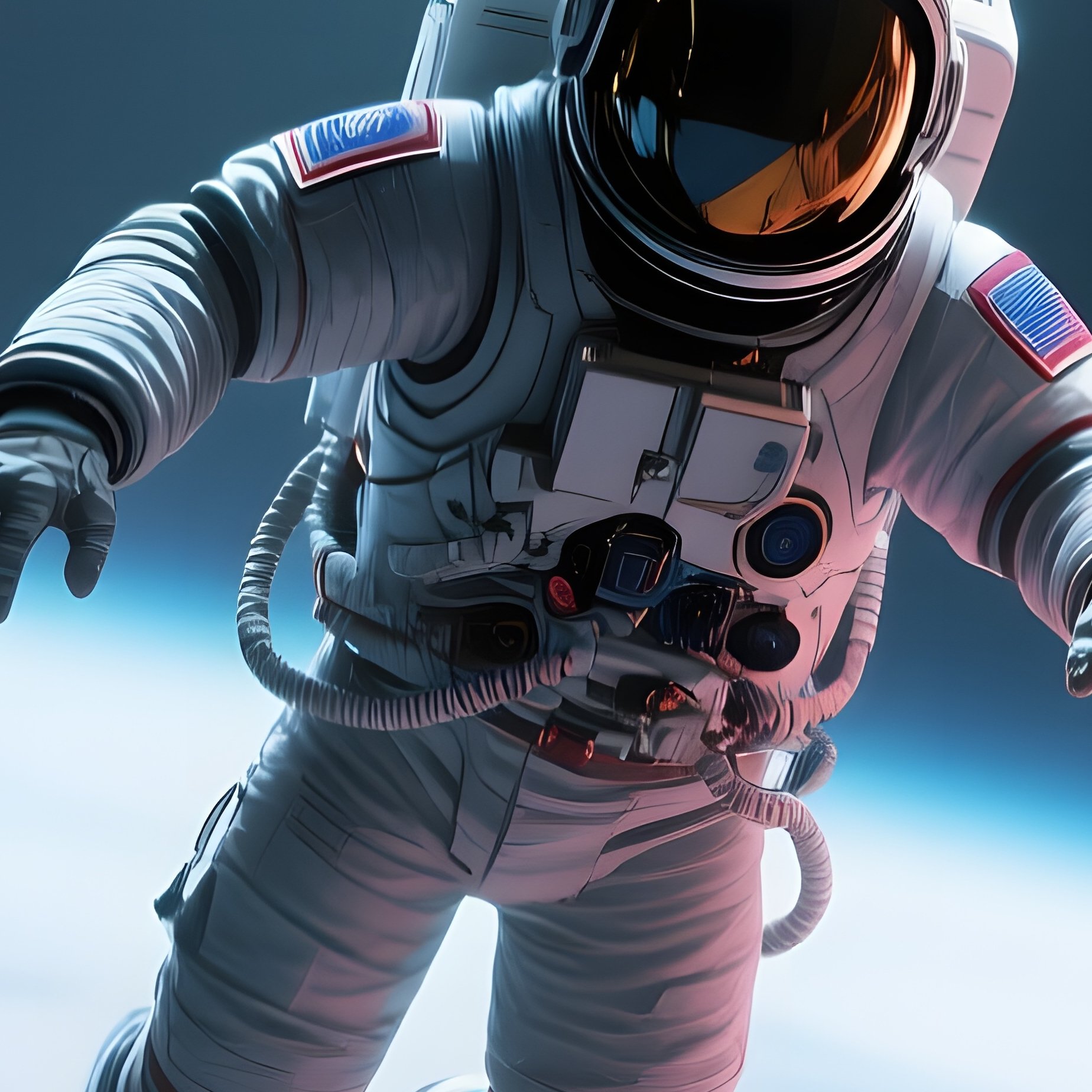 An Astronaut Floating In Zero‑Gravity, Surrounded By Swirling Neon Code Fragments That Represent A - Full Resolution Quality Preview